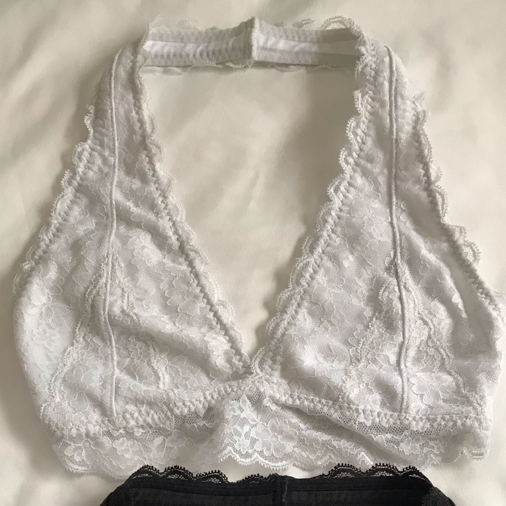 White & Black Hollister haltered bralettes